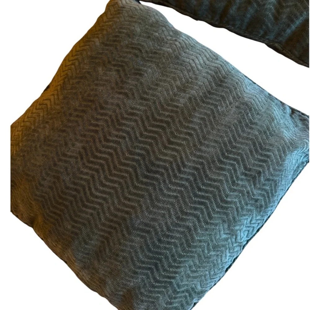 Set 2 Dark Green 18” Throw Pillows Chenille Patterned Holiday Christmas